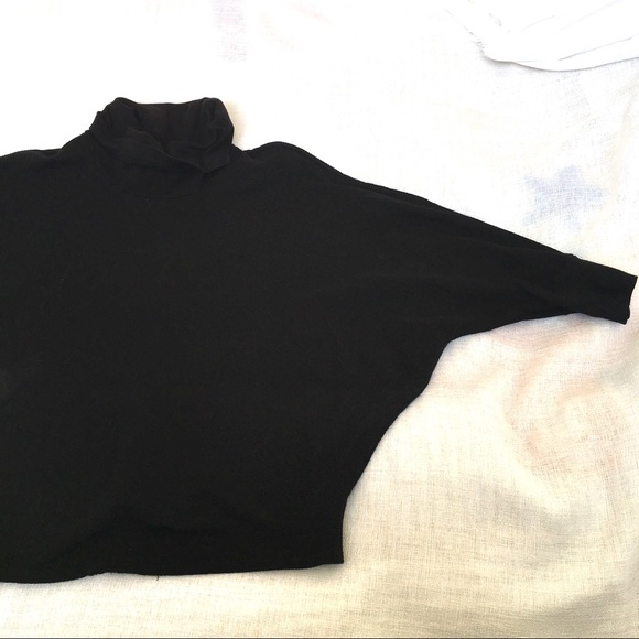 Stateside Sweater Sweatshirt Turtleneck Black Dolman Sleeves Size M 100% Cotton - Picture 6 of 6